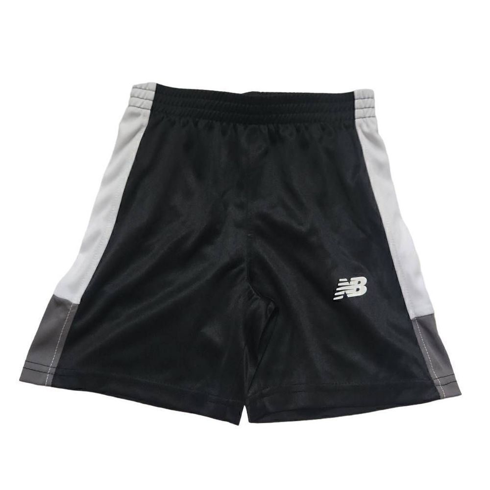 New Balance Boys Size 4T Black White Gray Logo Athletic Shorts